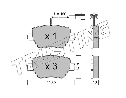 комплект спирачно феродо, дискови спирачки TRUSTING            