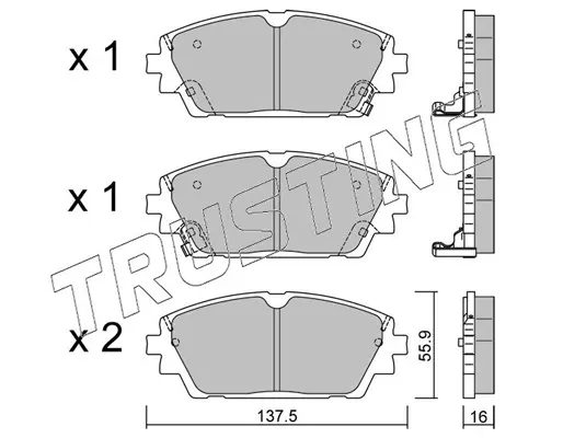 комплект спирачно феродо, дискови спирачки TRUSTING            