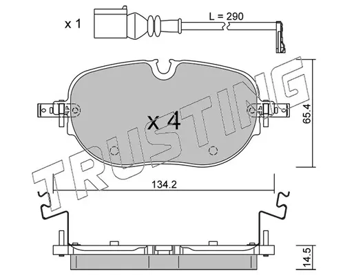комплект спирачно феродо, дискови спирачки TRUSTING            