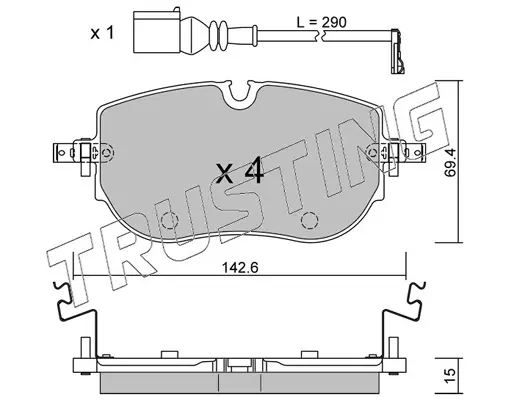 комплект спирачно феродо, дискови спирачки TRUSTING            