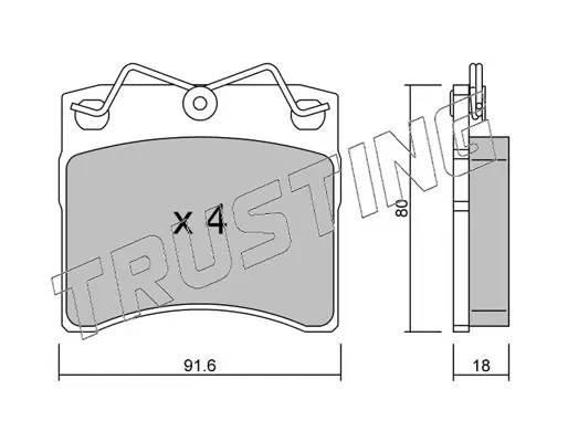 комплект спирачно феродо, дискови спирачки TRUSTING            