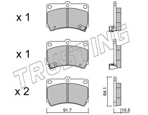 комплект спирачно феродо, дискови спирачки TRUSTING            