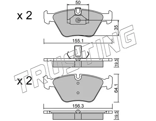 комплект спирачно феродо, дискови спирачки TRUSTING            