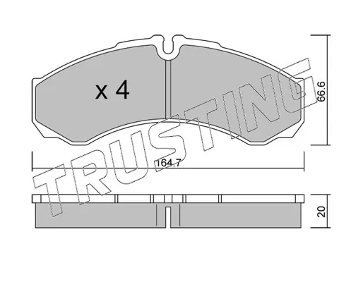 комплект спирачно феродо, дискови спирачки TRUSTING            