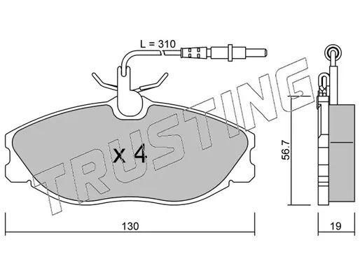комплект спирачно феродо, дискови спирачки TRUSTING            