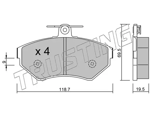 комплект спирачно феродо, дискови спирачки TRUSTING            