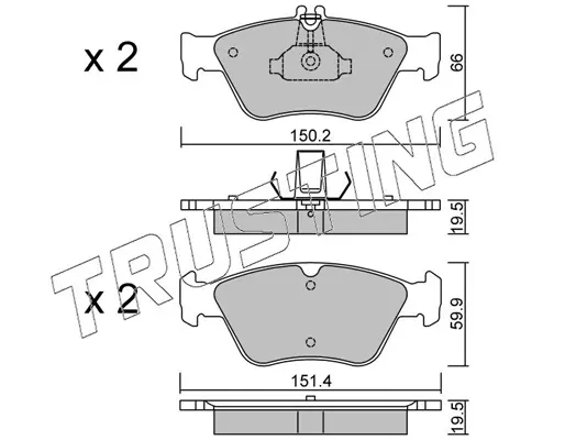 комплект спирачно феродо, дискови спирачки TRUSTING            