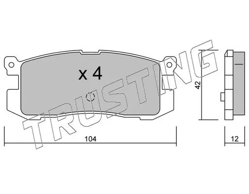 комплект спирачно феродо, дискови спирачки TRUSTING            