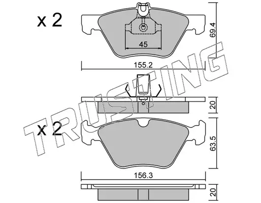 комплект спирачно феродо, дискови спирачки TRUSTING            