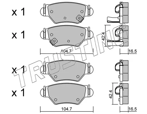 комплект спирачно феродо, дискови спирачки TRUSTING            