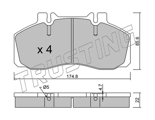 комплект спирачно феродо, дискови спирачки TRUSTING            