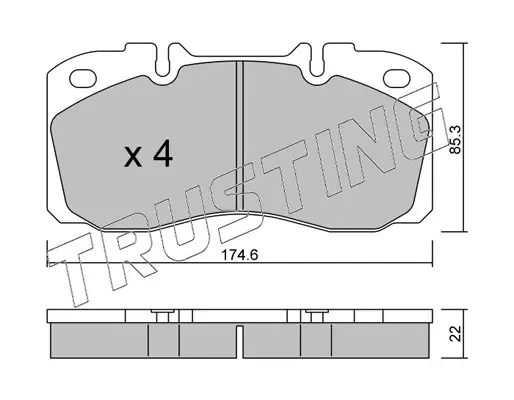 комплект спирачно феродо, дискови спирачки TRUSTING            