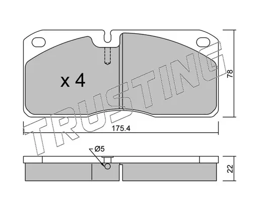 комплект спирачно феродо, дискови спирачки TRUSTING            