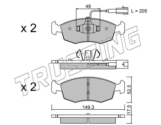 комплект спирачно феродо, дискови спирачки TRUSTING            
