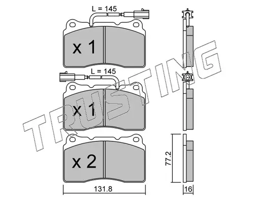 комплект спирачно феродо, дискови спирачки TRUSTING            