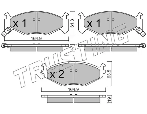 комплект спирачно феродо, дискови спирачки TRUSTING            