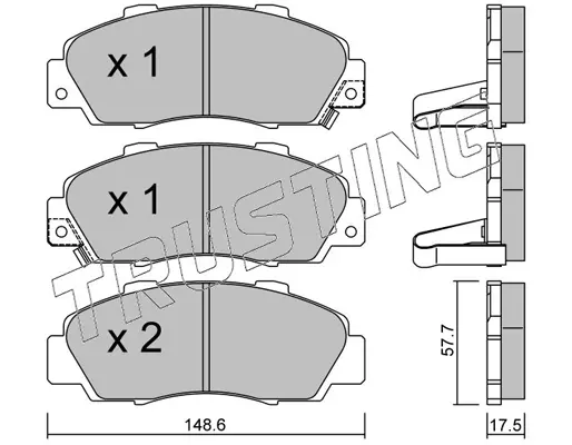 комплект спирачно феродо, дискови спирачки TRUSTING            