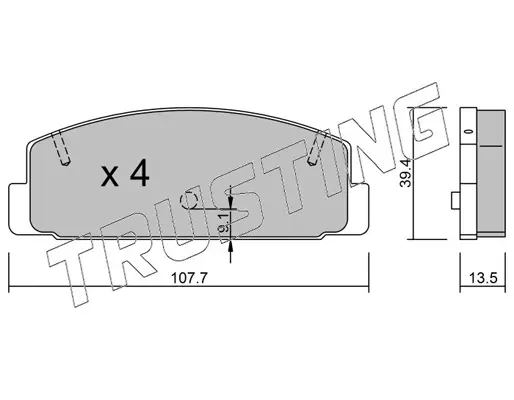 комплект спирачно феродо, дискови спирачки TRUSTING            