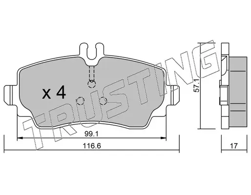 комплект спирачно феродо, дискови спирачки TRUSTING            
