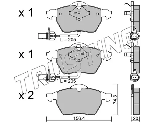 комплект спирачно феродо, дискови спирачки TRUSTING            