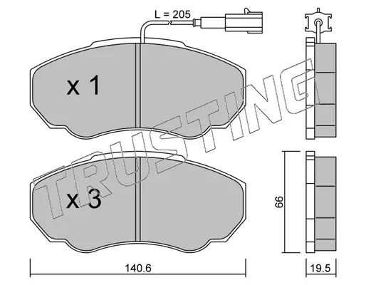 комплект спирачно феродо, дискови спирачки TRUSTING            