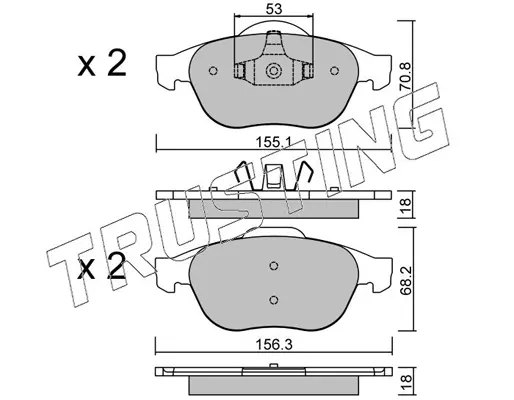 комплект спирачно феродо, дискови спирачки TRUSTING            