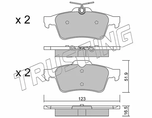 комплект спирачно феродо, дискови спирачки TRUSTING            