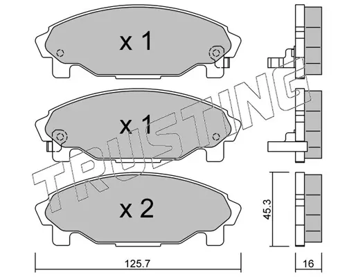 комплект спирачно феродо, дискови спирачки TRUSTING            