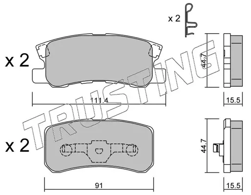 комплект спирачно феродо, дискови спирачки TRUSTING            