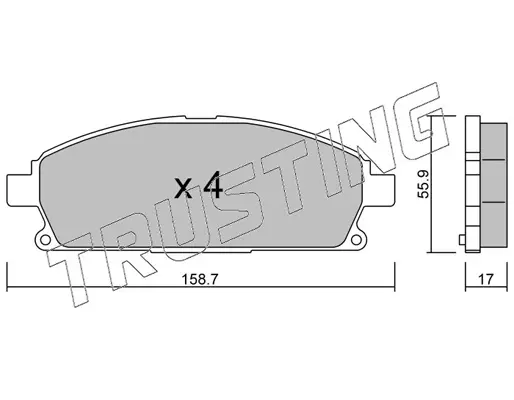 комплект спирачно феродо, дискови спирачки TRUSTING            