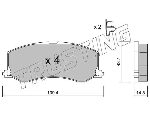 комплект спирачно феродо, дискови спирачки TRUSTING            