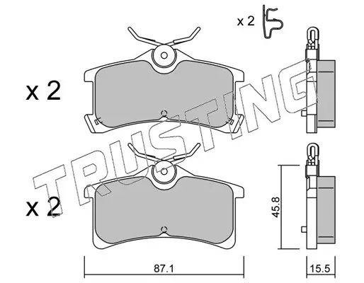 комплект спирачно феродо, дискови спирачки TRUSTING            