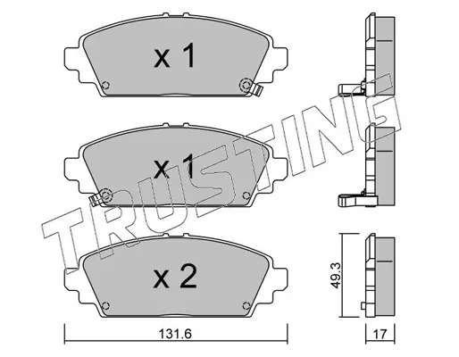комплект спирачно феродо, дискови спирачки TRUSTING            