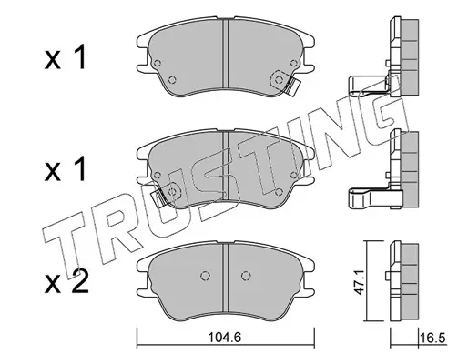 комплект спирачно феродо, дискови спирачки TRUSTING            