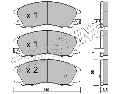 комплект спирачно феродо, дискови спирачки TRUSTING            