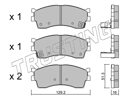 комплект спирачно феродо, дискови спирачки TRUSTING            