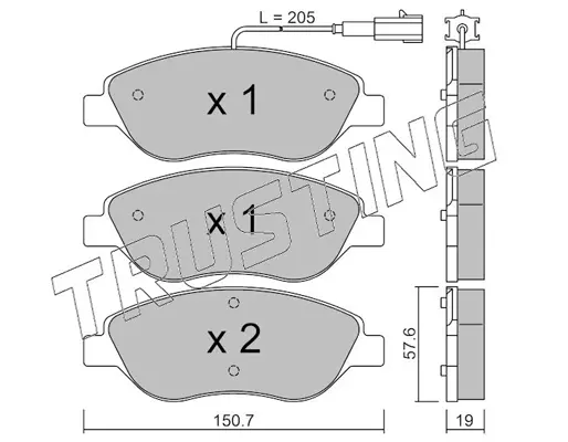 комплект спирачно феродо, дискови спирачки TRUSTING            