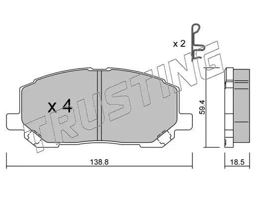 комплект спирачно феродо, дискови спирачки TRUSTING            