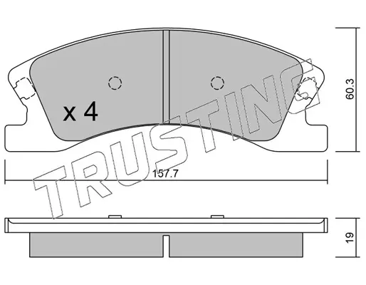 комплект спирачно феродо, дискови спирачки TRUSTING            