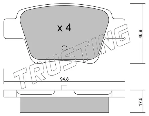 комплект спирачно феродо, дискови спирачки TRUSTING            