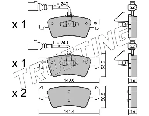 комплект спирачно феродо, дискови спирачки TRUSTING            