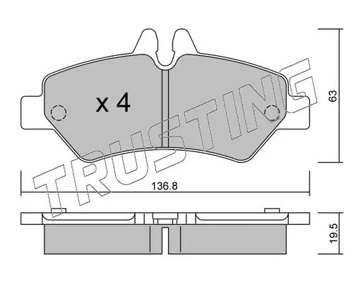 комплект спирачно феродо, дискови спирачки TRUSTING            
