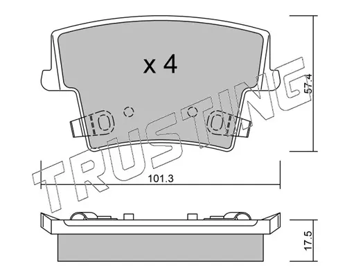 комплект спирачно феродо, дискови спирачки TRUSTING            