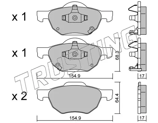 комплект спирачно феродо, дискови спирачки TRUSTING            