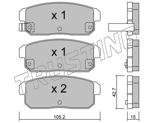 комплект спирачно феродо, дискови спирачки TRUSTING            