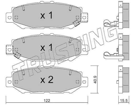 комплект спирачно феродо, дискови спирачки TRUSTING            