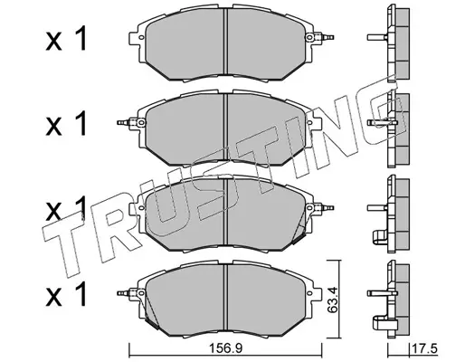 комплект спирачно феродо, дискови спирачки TRUSTING            