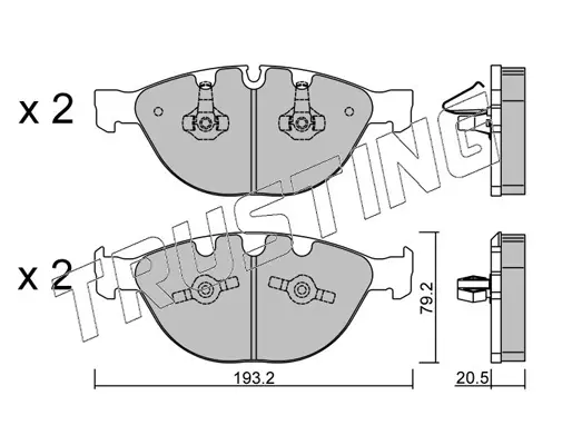 комплект спирачно феродо, дискови спирачки TRUSTING            