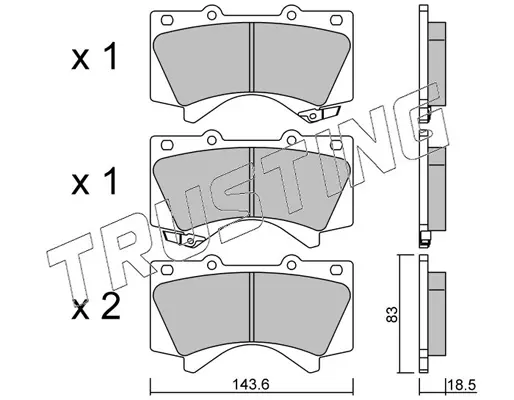 комплект спирачно феродо, дискови спирачки TRUSTING            