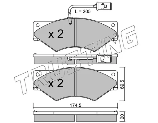комплект спирачно феродо, дискови спирачки TRUSTING            